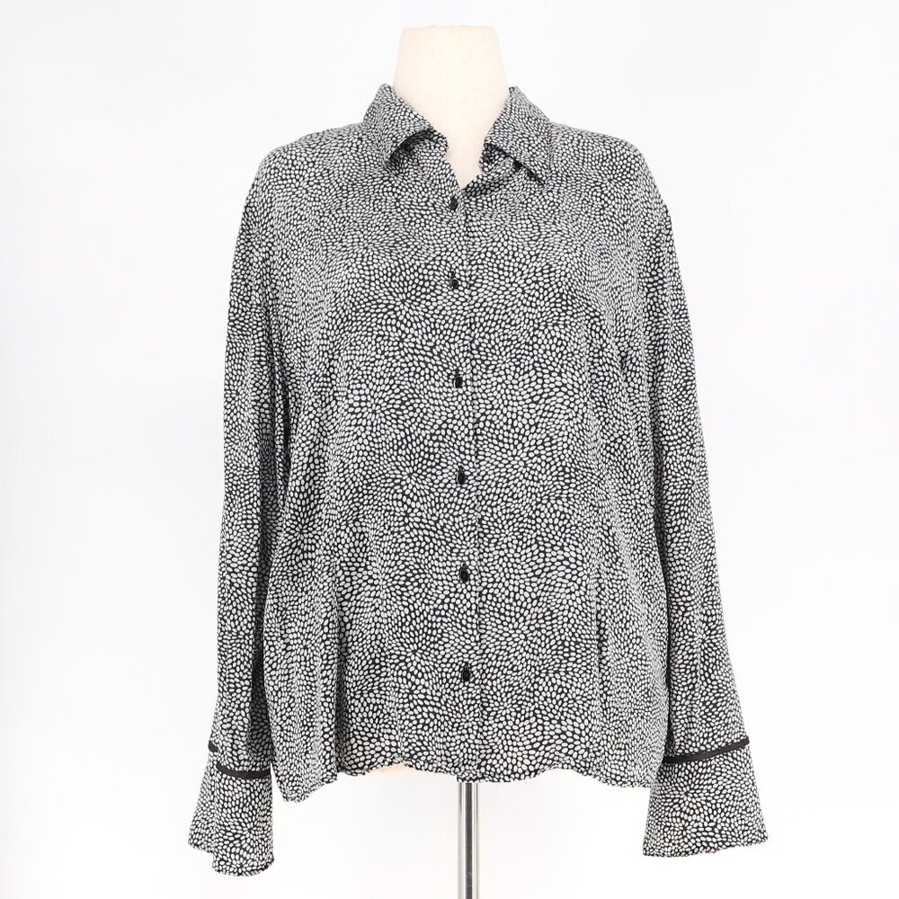 TALBOTS Vintage Silk Polka Dot Blouse in Black & White Size 20